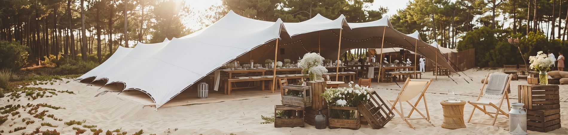 Pre-loved stretch tent at a beach event